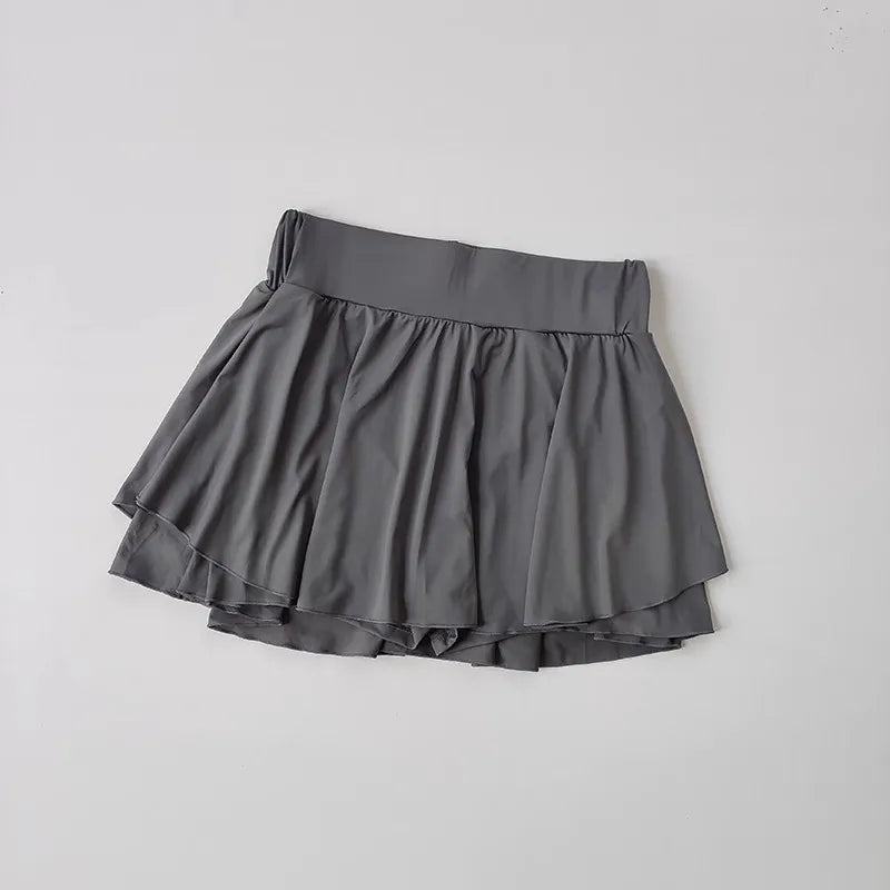 Jupe courte de sport pour femmes, fausse demi-jupe de course deux pièces, séchage rapide, blocage des hanches, anti-éblouissement, tennis respirant