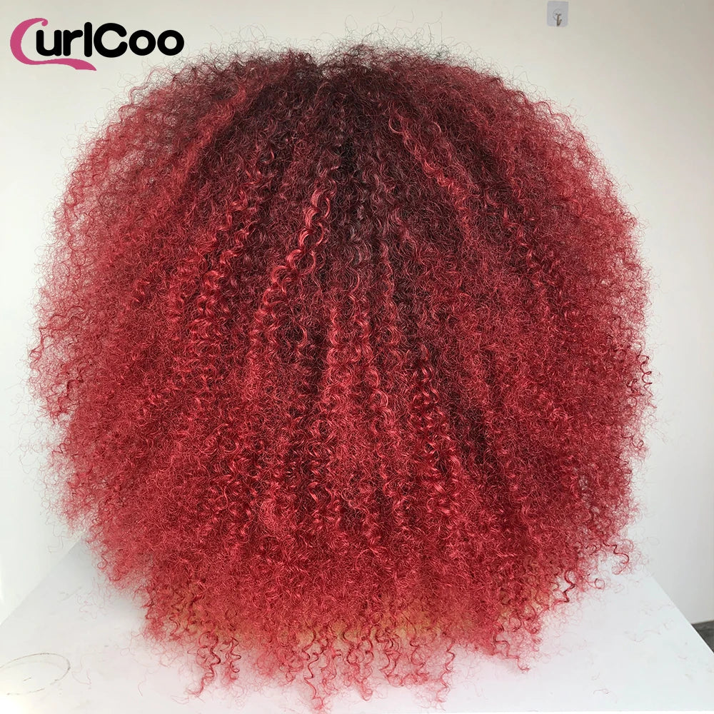 Perruque bouclée avec frange, perruque Afro bouclée pour femmes noires, perruque longue et moelleuse en Fiber synthétique pour fête quotidienne, Cosplay