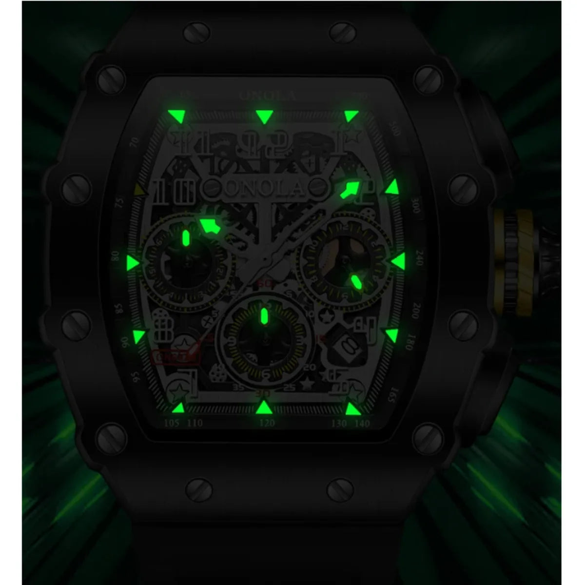 ONOLA montres à Quartz pour hommes haut de gamme Style seau minuterie calendrier étanche 50M bracelet en Silicone sport montre pour hommes Reloj Hombre