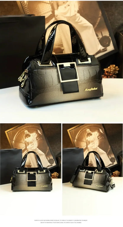 Sac à main multicouche en cuir souple pour femme, motif crocodile, coussin Boston, mères d'âge moyen, initié unique, nouveau, 2024