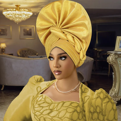 NigWin-Turban Africain de Haute Qualité pour ixde Mariage, Cravate de Sauna, Aso Oke Gele, Déjà Fabriqué, Auto Gele, 2025