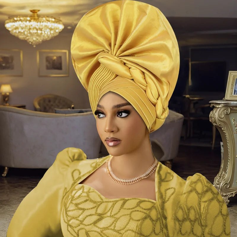 NigWin-Turban Africain de Haute Qualité pour ixde Mariage, Cravate de Sauna, Aso Oke Gele, Déjà Fabriqué, Auto Gele, 2025