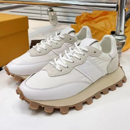 Chaussures de course rétro en daim pour femmes, baskets épaisses, tissu respirant, chaussures de sport à plateforme plate, mode décontractée, recommande une augmentation