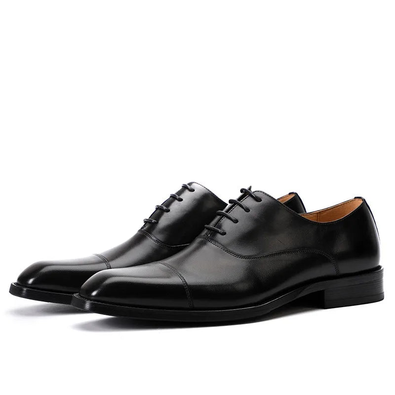 Chaussures en cuir formelles pour hommes, chaussures d'affaires britanniques décontractées Oxford confortables pour mariage en cuir véritable