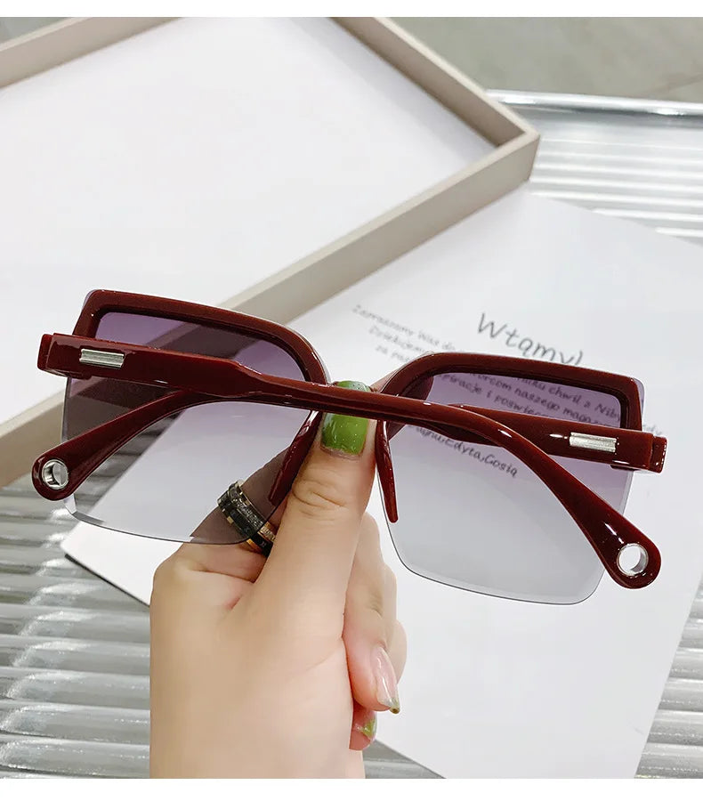 Homme femme mode sans monture Vintage carré lunettes de soleil lunettes marque Design UV400 femme nuances surdimensionné lunettes de soleil