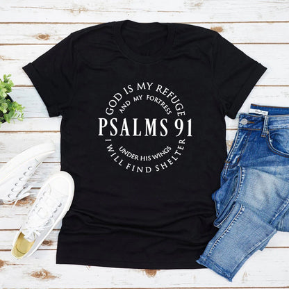 Dieu est mon refuge psaumes 91 chemise chrétienne Christ jésus chemises femmes T-shirts à manches courtes t-shirt religieux jésus amour T-shirts
