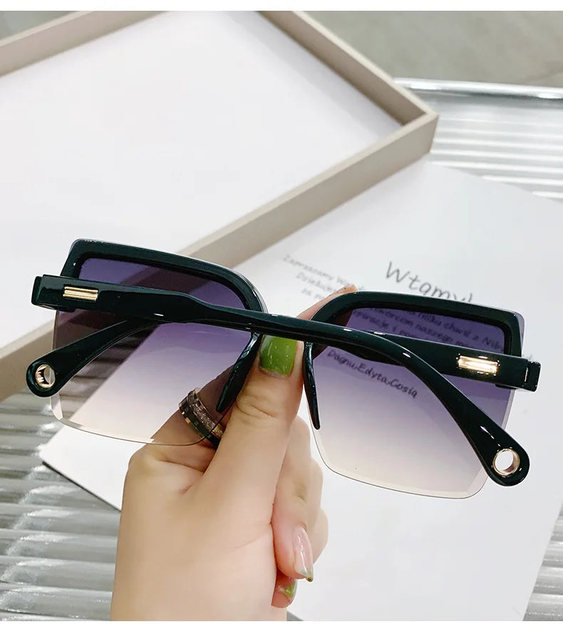 Homme femme mode sans monture Vintage carré lunettes de soleil lunettes marque Design UV400 femme nuances surdimensionné lunettes de soleil