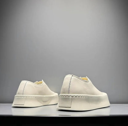 Hommes respirant mode personnalité en cuir véritable bas plate-forme mocassins marche hommes haute rue confortable sans lacet chaussures