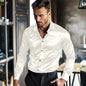 Chemise en Satin à Manches sulfpour Homme, Vêtement Décontracté à Boutonnage Simple, Col Rabattu, pour ixde Mariage