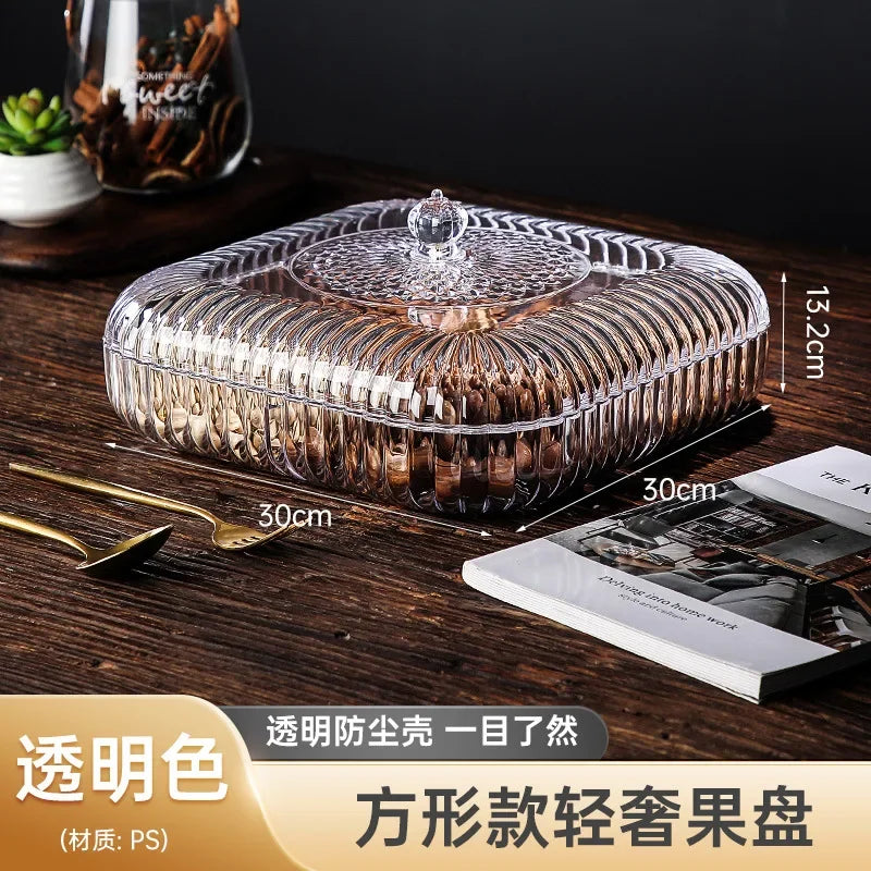 Boîte à snacks transparente multicouche, anti-poussière, acrylique, fruits secs, boîte de rangement pour bonbons et noix, salon moderne, conteneur solaire