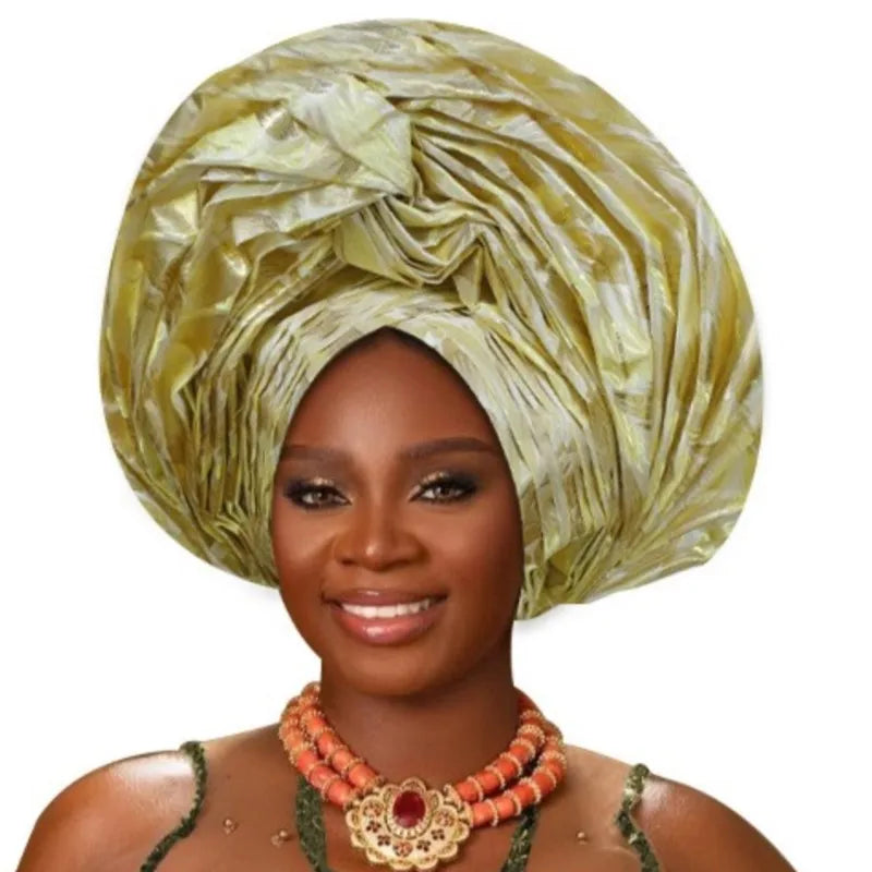 Casquette Turban plissée à paillettes pour femmes, enveloppe de tête pour dame, foulard musulman, chapeau, couvre-chef africain, 2025