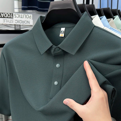 2025 Chemise polo gaufrée sportive pour hommes |   Tailles supérieures de Tennis de Golf évacuant l'humidité S-5XL, boutons-pression, antibactérien 7A de haute qualité