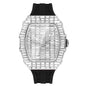 Montre-bracelet à Quartz pour hommes, marque de luxe, nouvelle collection créative, carrée, diamant scintillant, bracelet en caoutchouc, grand visage, cadeau, 2024