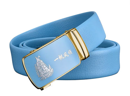 Ceinture automatique bleu ciel pour hommes et femmes, ceinture de loisirs d'affaires, bande passante 3cm et 2024 cm, nouvelle mode, 3.5