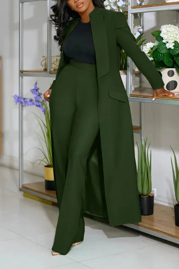 Ensemble femme manches longues x-long Blazer manteau + pantalon Long costume 2025 printemps Streetwear deux 2 pièces ensemble afrique OL tenues de travail
