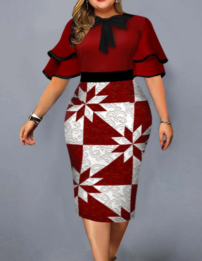 Robe mi-longue grande taille pour femmes robe de soirée imprimée élégante robe 2025