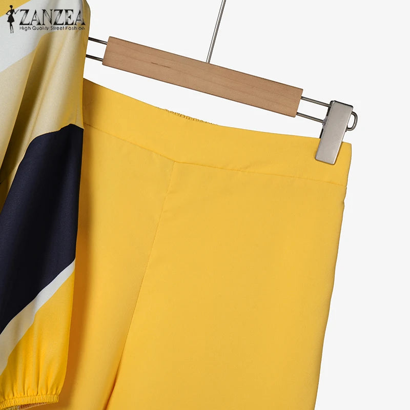 BERAKAH SUPRÊME – ensemble pantalon d'été 2 pièces pour femmes, tenues à la mode, manches 3/4, chemisier imprimé, pantalon, costume de travail décontracté, survêtements assortis