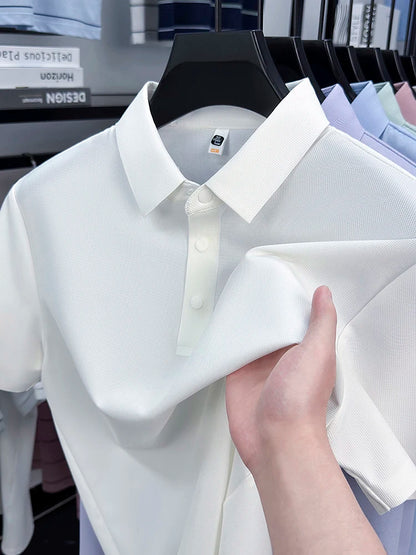 2025 Chemise polo gaufrée sportive pour hommes |   Tailles supérieures de Tennis de Golf évacuant l'humidité S-5XL, boutons-pression, antibactérien 7A de haute qualité