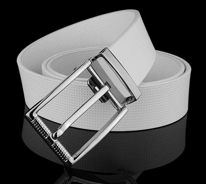 Ceintures de styliste décontractées à boucle ardillon pour hommes, en cuir véritable, 3.3cm de large, marque célèbre de luxe, jeans pour étudiants, cintos masculinos blancs B78