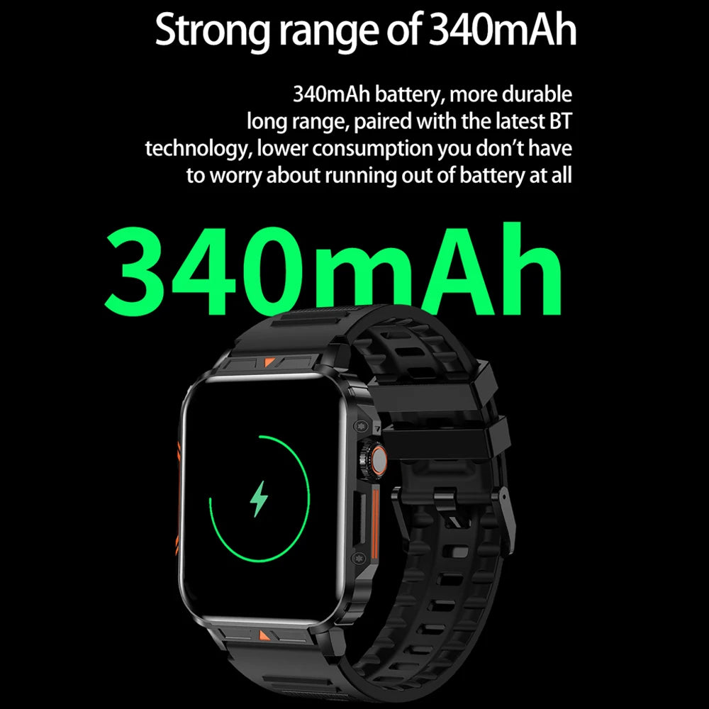 2024 nouveau 1.95 extérieur militaire homme montre intelligente hommes Bluetooth appel Smartwatch hommes pour Android IOS IP68 étanche Ftiness montres
