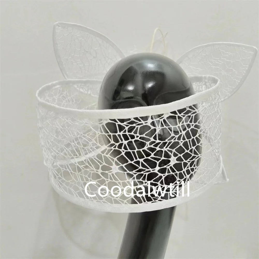Fascinateur de mariage blanc pour femme, voile pour mariée, pièce de sauna de mariage, pince à cheveux pour femme, derby, fête, thé, Gatineau, casquette inery