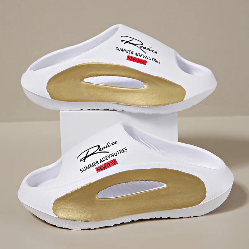 Pantoufles de Couple, vêtements d'extérieur d'été, sandales de plage antidérapantes à semelles épaisses, sandales pour hommes et femmes