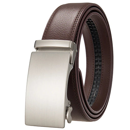 Plyesxale Ceinture en cuir marron hommes 2024 boucle automatique hommes Ceinture pour jean Style Vintage hommes ceintures de luxe Ceinture Homme B9