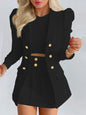 Ensemble Deux Pièces pour Femme, Tenue de Bureau, Couleur Unie, Manches Bouffantes, Jupe à lèvent Taille Haute, Blazer à la Mode, Printemps