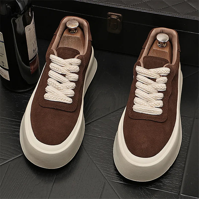 Chaussures en cuir suédé pour hommes, baskets de marche, appartements d'extérieur, vintage, à la mode, luxe, designer, nouveau