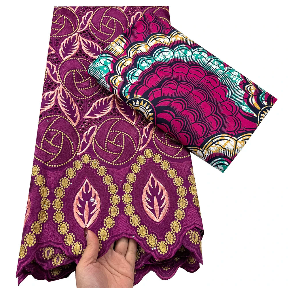 Tissu africain en dentelle de Voile suisse, 2.5 + 3 yards, véritable cire pour coudre une robe de soirée, nouvel arrivage