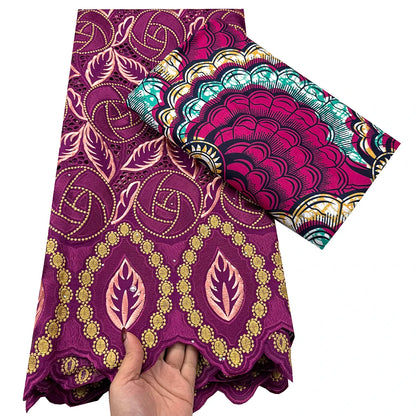 Tissu africain en dentelle de Voile suisse, 2.5 + 3 yards, véritable cire pour coudre une robe de soirée, nouvel arrivage