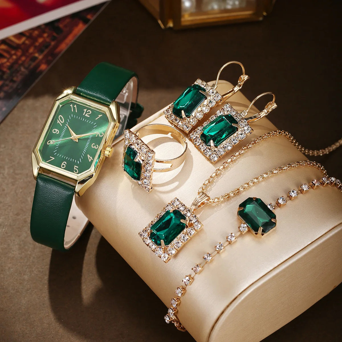 Montres carrées de luxe pour femmes, montre-bracelet à quartz pour dames, ensemble de bijoux classiques simples, marque de mode, 6 pièces, 5 pièces, 1 pièce