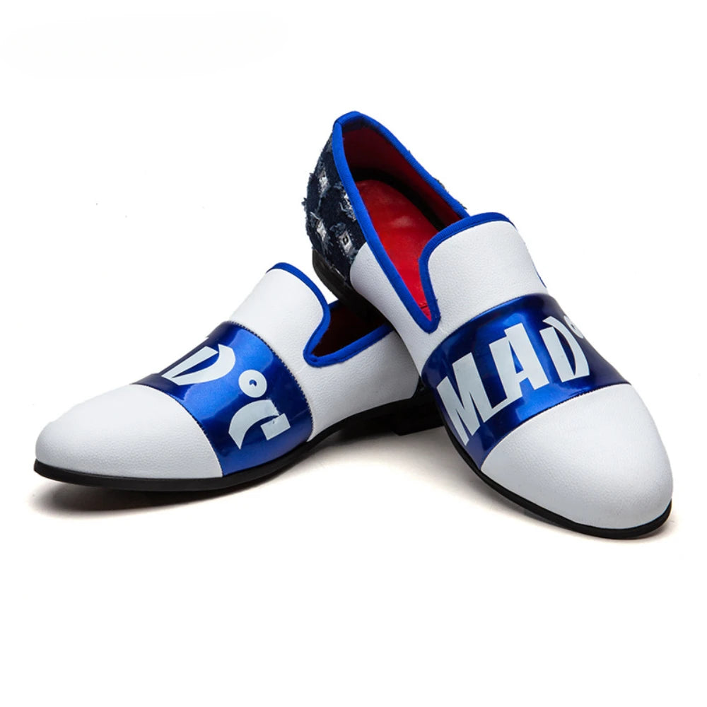 Mocassins formels à enfiler pour hommes, chaussures plates pour hommes, mocassins blancs, chaussures de conduite décontractées, impression de mode, style moderne, nouveau, 2024