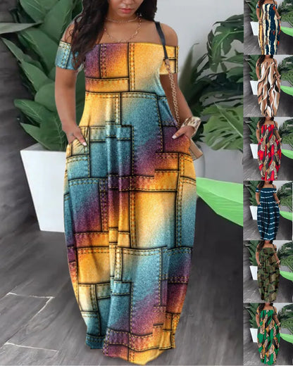 BERAKAH SUPRÊME -6 Robe longue en Polyester imprimé pour femmes africaines, Sexy, mode, manches courtes, Maxi, été, 2023