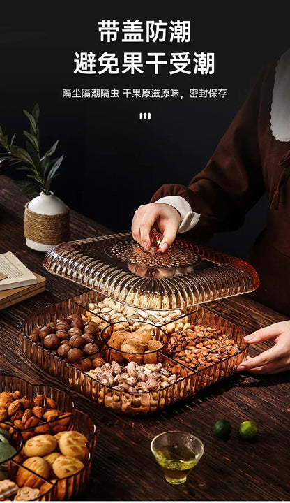 Boîte à snacks transparente multicouche, anti-poussière, acrylique, fruits secs, boîte de rangement pour bonbons et noix, salon moderne, conteneur solaire