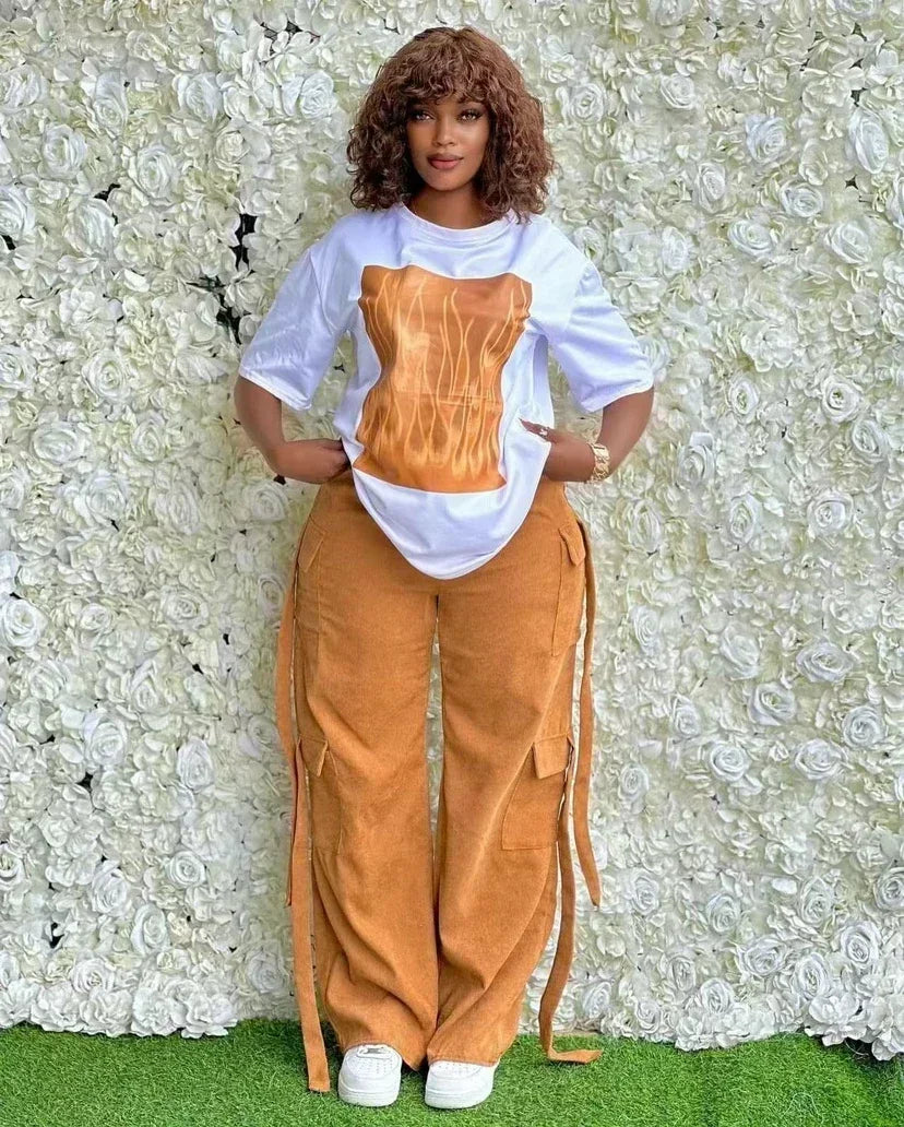 Ensemble Dashiki Africain pour Femme, Haut et Pantalon Assortis, Nouvelle Collection Printemps Été 2025, 2 Pièces