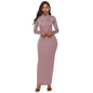 Femmes sulfRobes Grande Taille ixSolide Document Femmes Manches sulfCol Roulé Tambours con Robe Maxi Robe Éducative S-5XL