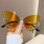 Y2K lunettes de soleil sans monture Punk irrégulière femme lunettes de soleil de luxe concepteur UV400 Protection diamant cristal nuances pour les femmes