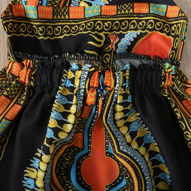 Vêtements africains enfants mode Dashiki Robe Robe Africaine bébé fille vêtements Bazin Riche sans manches robes africaines pour les filles