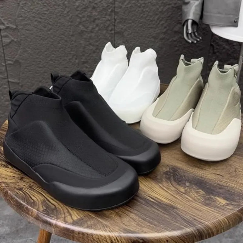 Hommes printemps mode extérieur chaussures de marche respirant confortable loisirs bout rond couleur unie sans lacet hommes chaussures en tissu décontracté