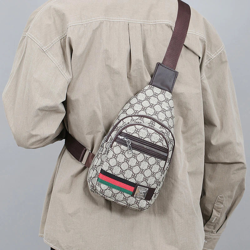 Sac messager multifonction pour hommes, sacs de poitrine en tissu à bandoulière, sac à main décontracté avec trou pour écouteurs