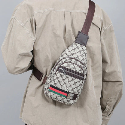 Sac messager multifonction pour hommes, sacs de poitrine en tissu à bandoulière, sac à main décontracté avec trou pour écouteurs