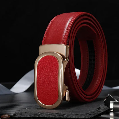 Ceinture bleue pour hommes et femmes, ceintures à boucle automatique, ceinture féminine Cinturon décontractée à la mode, vert blanc noir rouge disponible