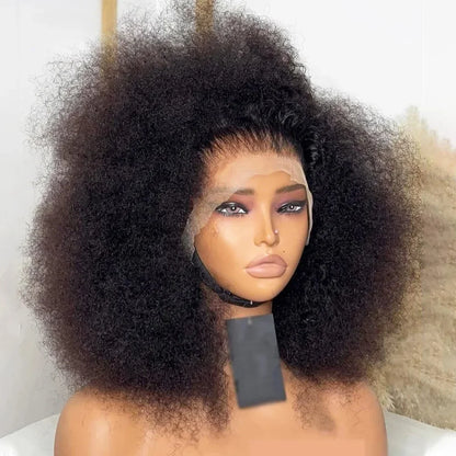 Perruque Lace Front Wig sans colle noire naturelle, 26 pouces, longue, crépue, bouclée, douce, densité 180%, 13x4, avec cheveux de bébé, pre-plucked, quotidien, pour femmes