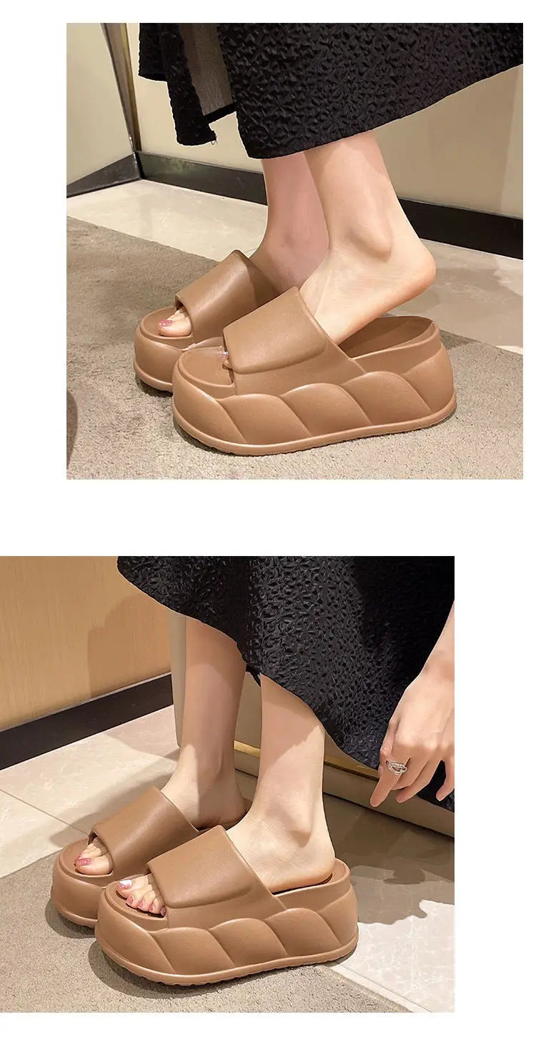 Sandales d'été à talons hauts de 7 cm pour femmes, mules à talons épais, tongs EVA, chaussures de maison, pantoufles à plateforme d'extérieur, nouvelle collection