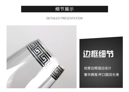 Phnom Penh-Verre Européen à Bord Argenté, Grand Clip Étranger, Vin Rouge, Brandy, Champagne, Table à Manger, Verre à Eau Domestique