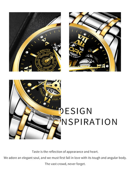 OPK8135-montre pour hommes, bracelet en acier avec lueur nocturne étanche