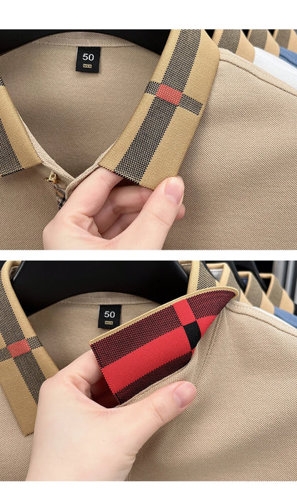 Polo d'été à manches courtes pour hommes, mode golf, design haut de gamme, broderie en soie glacée exquise, T-shirt respirant, 2025