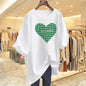 T-shirt à manches courtes en coton imprimé Love pour femmes, t-shirts basiques décontractés à col rond, pulls Lady At, été