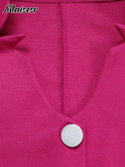 Mlaiscsr manches évasées bouton Blazer chemise hauts et pantalons à jambes larges plissés 2 deux pièces ensembles femmes élégant bureau dames tenues